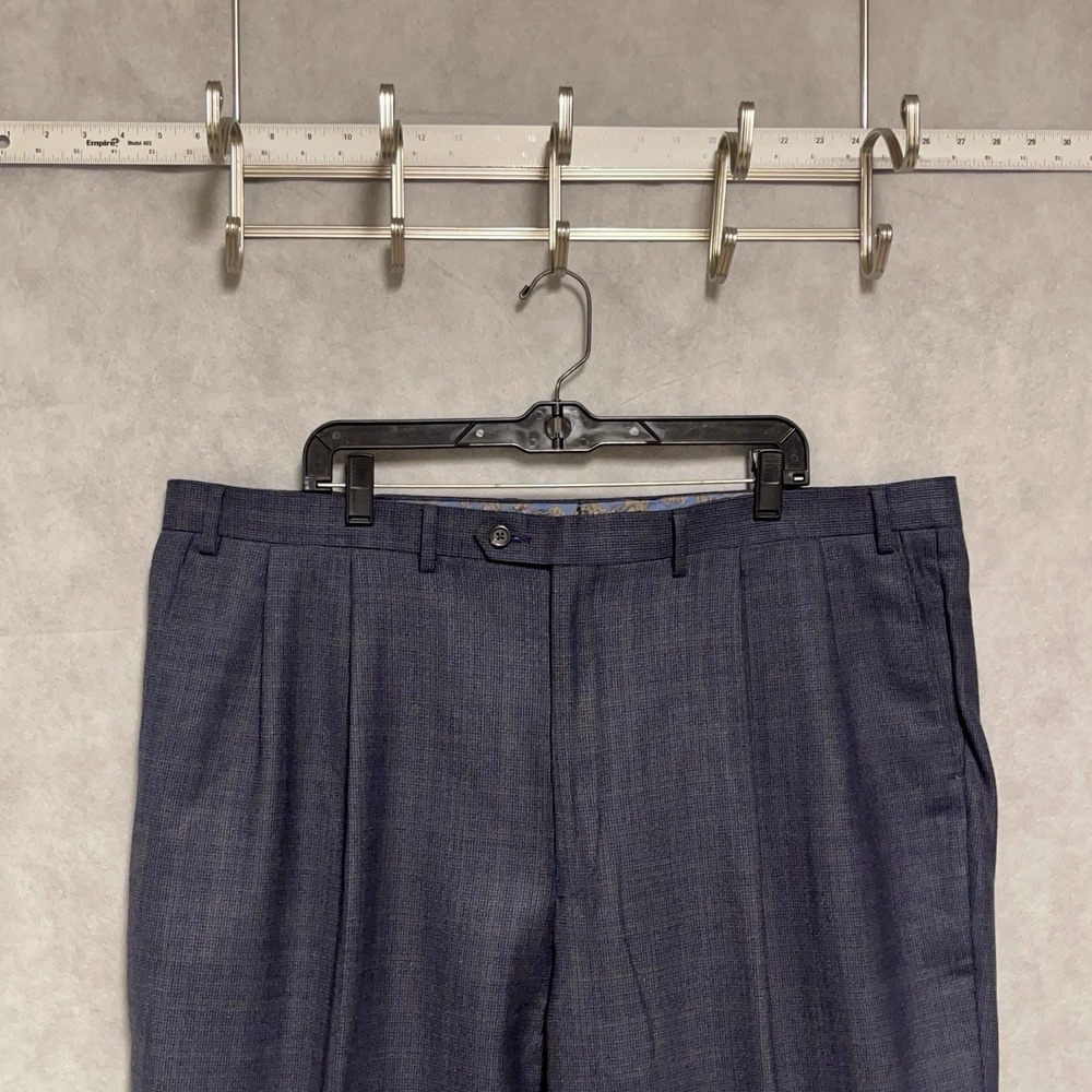 Ralph Lauren Pants Men 44x32 Windowpane Plaid Winter Flannel Wool Cuff Pleated